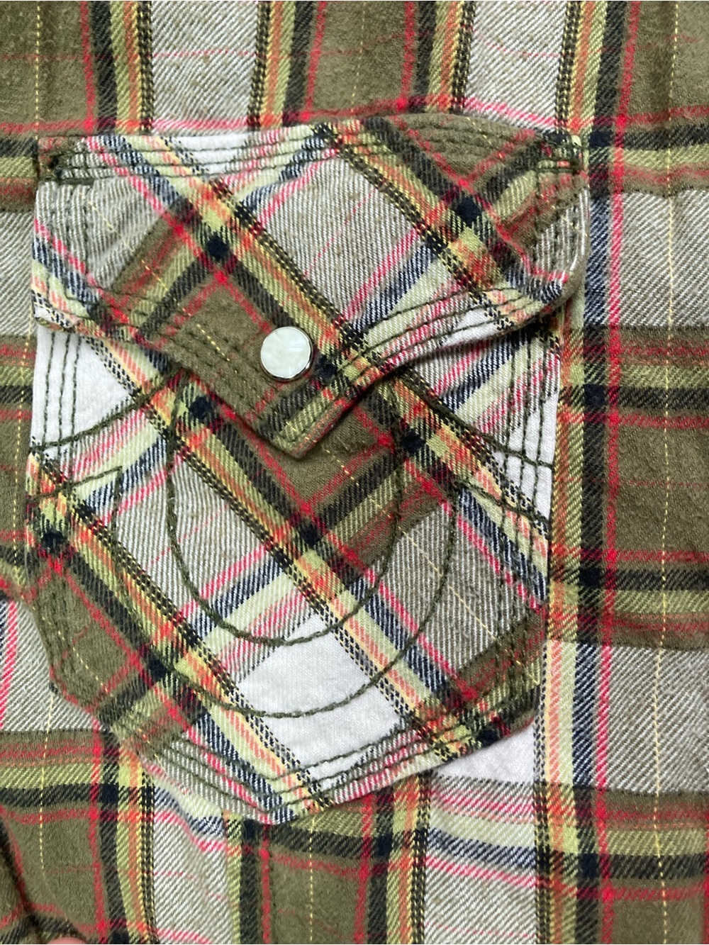 True Religion Men’s Western Pearl Snap Plaid Flannel Shirt Size M